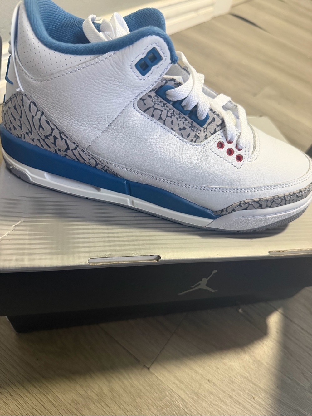 Jordan Kids White & Blue Retro Elephant-Print Sneakers